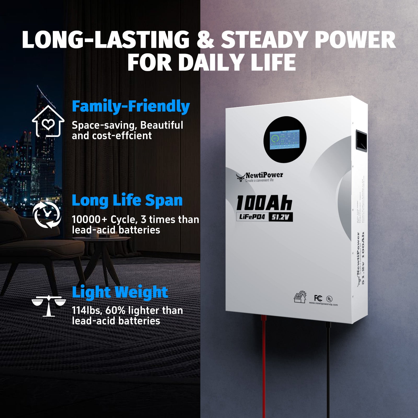 NT51.2V-100BG Wall Mounted Lithium Battery